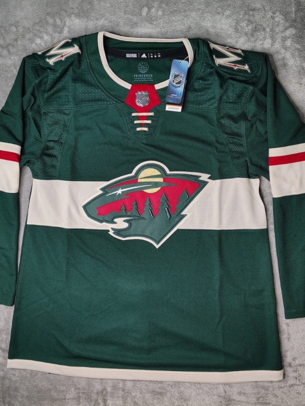 Minnesota Wild Adidas Jersey Size 56 Green Home Strap Authentic Primegreen NWT